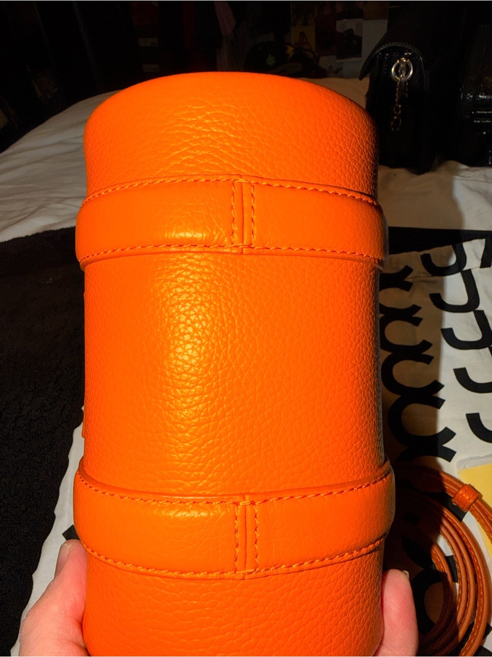 Marc Jacobs The Duffle Small Leather Crossbody Bag in Bright Orange - Picture 6 of 11